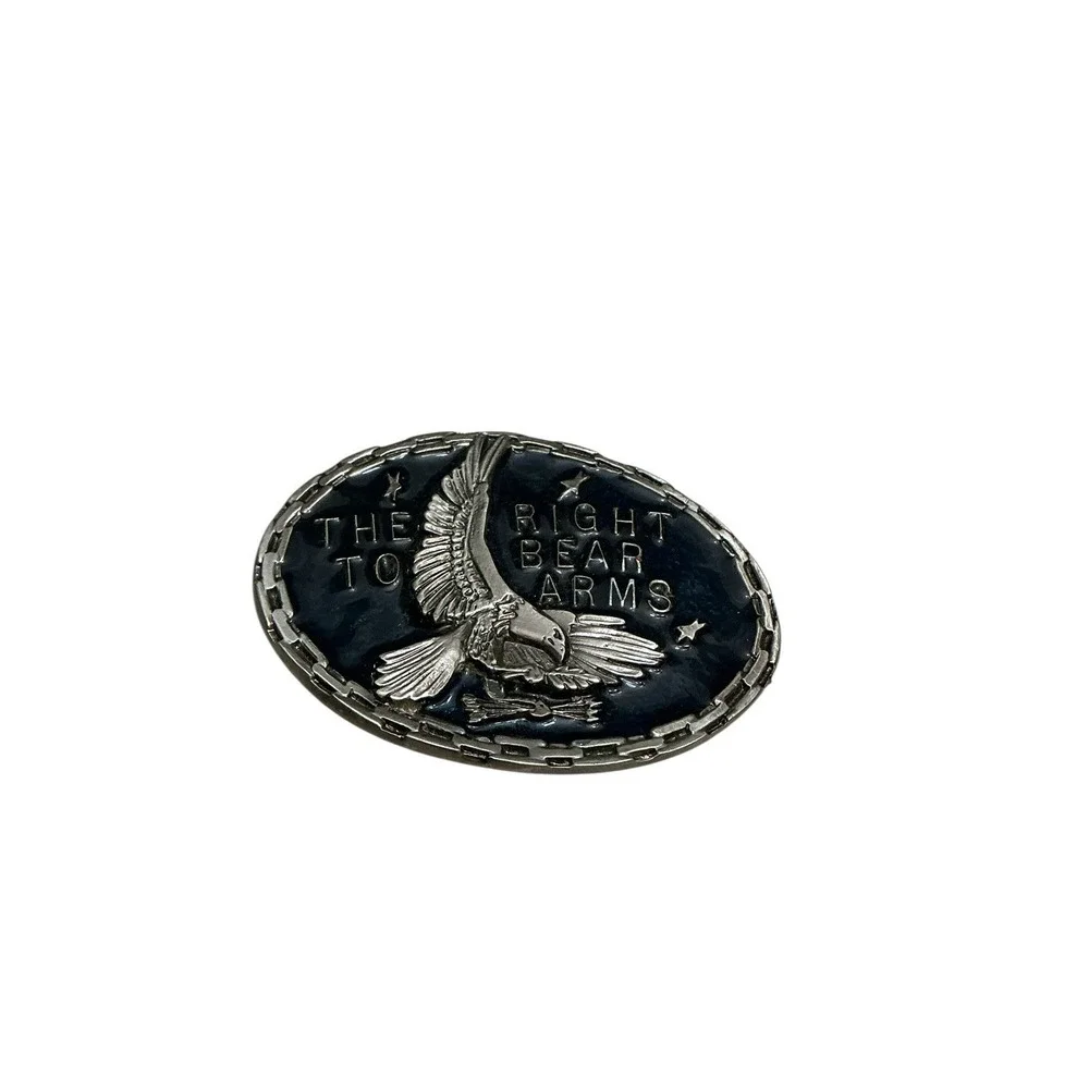 VINTAGE  THE RIGHT TO BEAR‎ ARMS EAGLE ENAMELED BELT BUCKLE